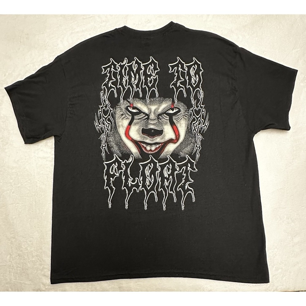 IT Pennywise Scary Clown Time To Float Graphic Mens Black XL Short Sleeve Shirt